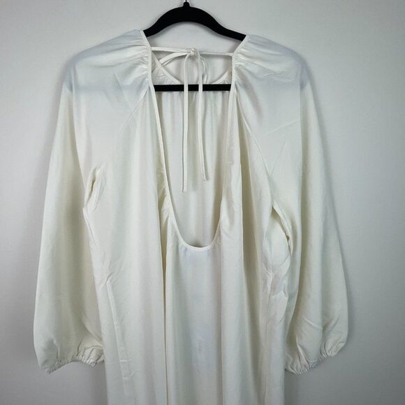 Hill House The Simone Slit Open Back Maxi Dress Coconut Milk Crepe Cream White M - Picture 6 of 13